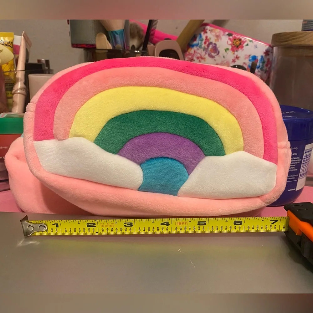 NWT, Claire’s Lot of 2 Rainbow Plush Makeup Bag - Pink